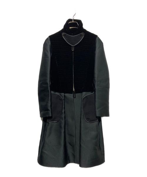 GIORGIO ARMANI（ジョルジョアルマーニ）GIORGIO ARMANI (ジョルジョアルマーニ) ベロア切替ジップアップコート ブラック サイズ:38の古着・服飾アイテム