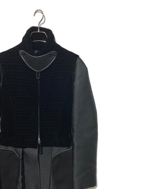GIORGIO ARMANI（ジョルジョアルマーニ）GIORGIO ARMANI (ジョルジョアルマーニ) ベロア切替ジップアップコート ブラック サイズ:38の古着・服飾アイテム