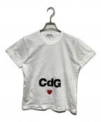 PLAY COMME des GARCONS×CDGプレイコムデギャルソン×シーディージー）の古着「ハートロゴプリントTシャツ」｜ホワイト