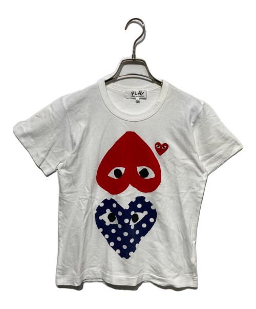 PLAY COMME des GARCONS（プレイコムデギャルソン）PLAY COMME des GARCONS (プレイコムデギャルソン) ハートプリントTシャツ ホワイト サイズ:Lの古着・服飾アイテム