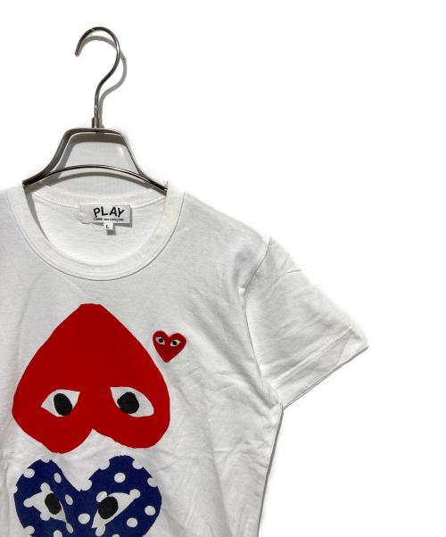PLAY COMME des GARCONS（プレイコムデギャルソン）PLAY COMME des GARCONS (プレイコムデギャルソン) ハートプリントTシャツ ホワイト サイズ:Lの古着・服飾アイテム