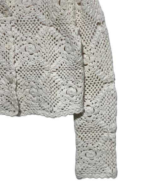 Kate Spade（ケイトスペード）Kate Spade (ケイトスペード) クロシェ クルーネック カーディガン アイボリー サイズ:Ｓの古着・服飾アイテム