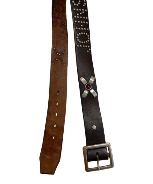 htc（エイチティーシー）htc (エイチティーシー) スタッズベルト ブラウン サイズ:34の古着・服飾アイテム