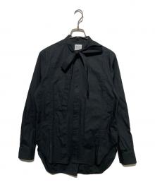 RHODOLIRION（ロドリリオン）の古着「Ribbon Tie Blouse - Solid＆Leopard」｜ブラック