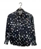 HERALBONYヘラルボニー）の古着「サテンシャツブラウス「(無題)(丸)」」｜グレー×ブラック