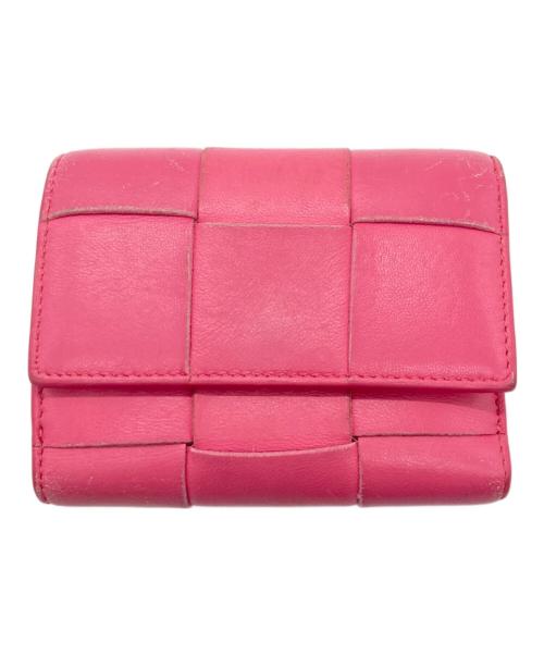 BOTTEGA VENETA（ボッテガベネタ）BOTTEGA VENETA (ボッテガベネタ) カセット マキシイントレチャート コンパクトウォレット ピンクの古着・服飾アイテム