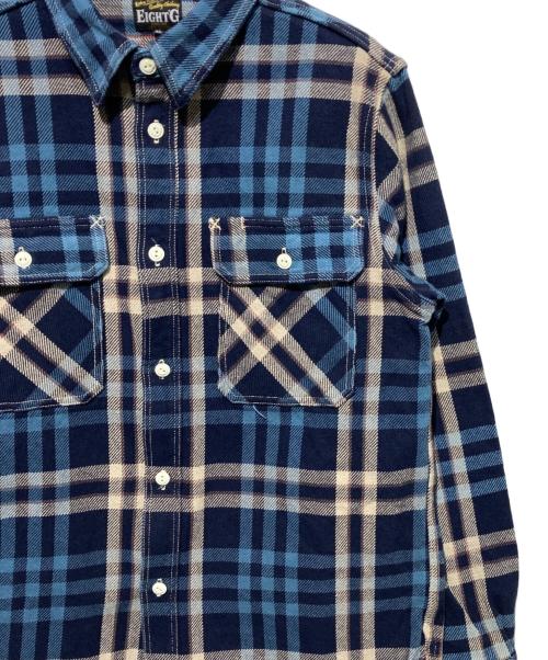 EIGHT G（エイトジー）EIGHT G (エイトジー) ネルシャツ ブルー サイズ:XLの古着・服飾アイテム