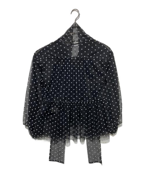 Diagram GRACE CONTINENTAL（ダイアグラム グレースコンチネンタル）Diagram GRACE CONTINENTAL (ダイアグラム グレースコンチネンタル) ドットフロッキーチュールトップ ブラック サイズ:36の古着・服飾アイテム