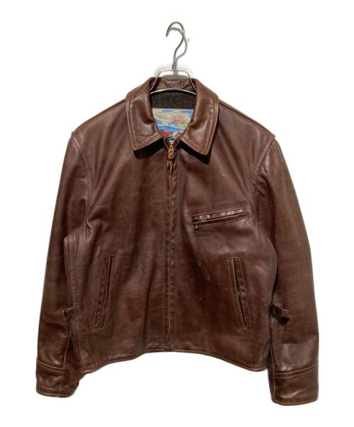 Aero LEATHER（エアロレザー）Aero LEATHER (エアロレザー) HALF BELT シープレザージャケット ブラウン サイズ:38の古着・服飾アイテム