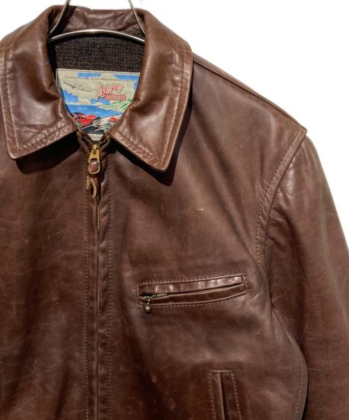 Aero LEATHER（エアロレザー）Aero LEATHER (エアロレザー) HALF BELT シープレザージャケット ブラウン サイズ:38の古着・服飾アイテム