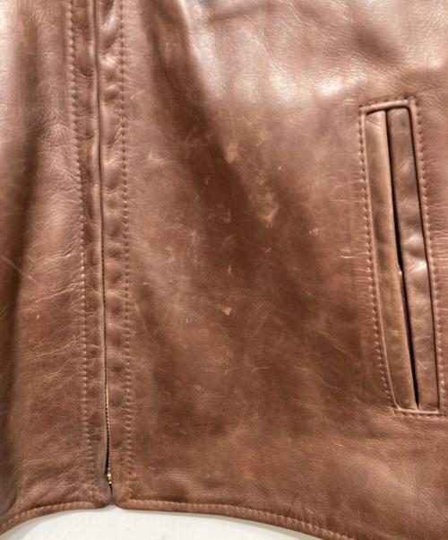 Aero LEATHER（エアロレザー）Aero LEATHER (エアロレザー) HALF BELT シープレザージャケット ブラウン サイズ:38の古着・服飾アイテム