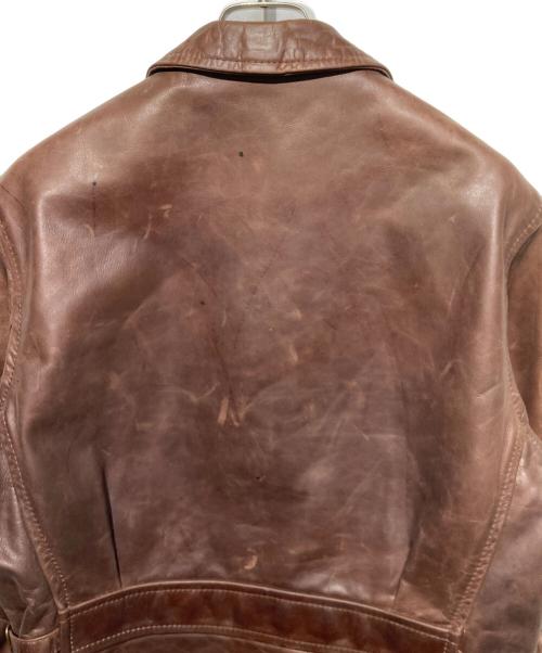 Aero LEATHER（エアロレザー）Aero LEATHER (エアロレザー) HALF BELT シープレザージャケット ブラウン サイズ:38の古着・服飾アイテム