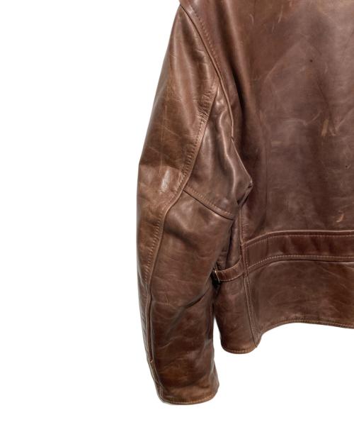 Aero LEATHER（エアロレザー）Aero LEATHER (エアロレザー) HALF BELT シープレザージャケット ブラウン サイズ:38の古着・服飾アイテム