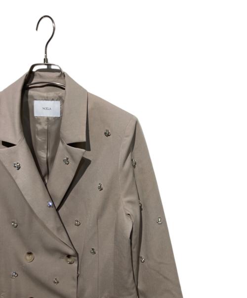 Noela（ノエラ）Noela (ノエラ) ビジューダブルジャケット ベージュ サイズ:Mの古着・服飾アイテム
