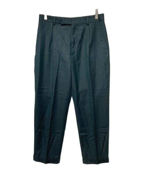 WACKO MARIA（ワコマリア）WACKO MARIA (ワコマリア) GLITTER STRIPED PLEATED TROUSERS グリーン サイズ:Mの古着・服飾アイテム