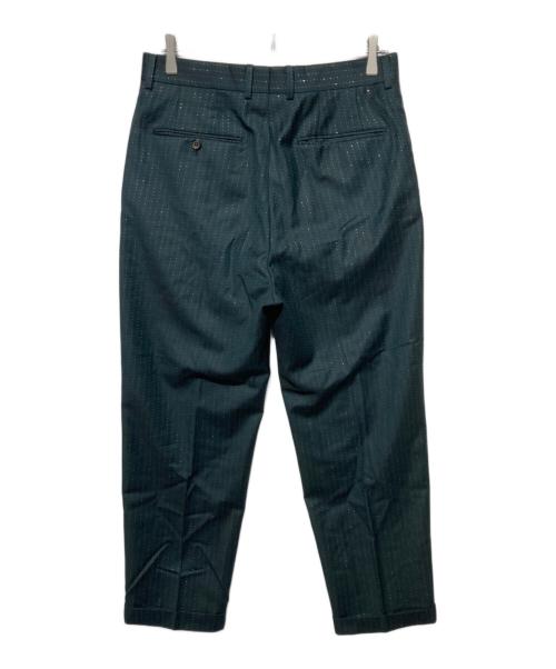 WACKO MARIA（ワコマリア）WACKO MARIA (ワコマリア) GLITTER STRIPED PLEATED TROUSERS グリーン サイズ:Mの古着・服飾アイテム