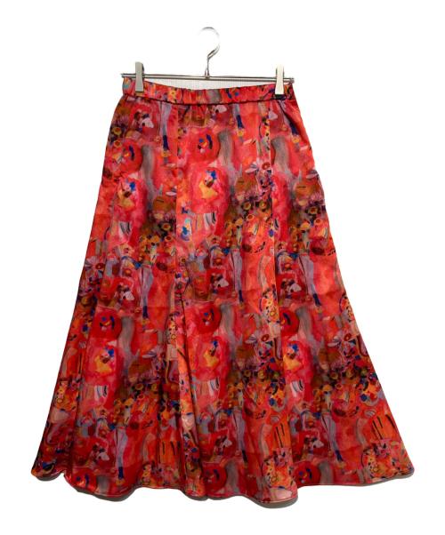 HERALBONY（ヘラルボニー）HERALBONY (ヘラルボニー) サテンスカート「りんごのブーケ」 レッド サイズ:Mの古着・服飾アイテム