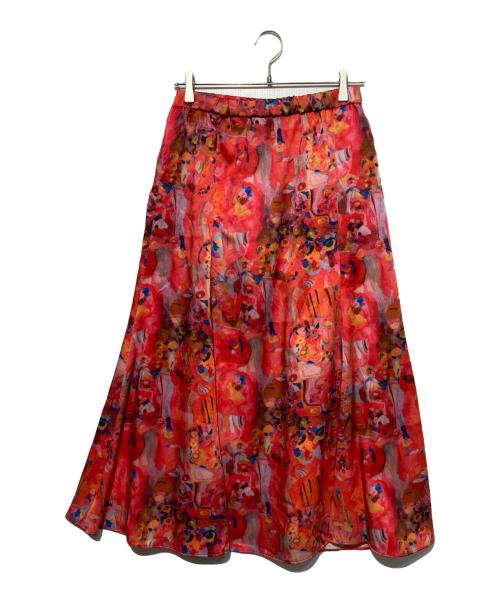 HERALBONY（ヘラルボニー）HERALBONY (ヘラルボニー) サテンスカート「りんごのブーケ」 レッド サイズ:Mの古着・服飾アイテム