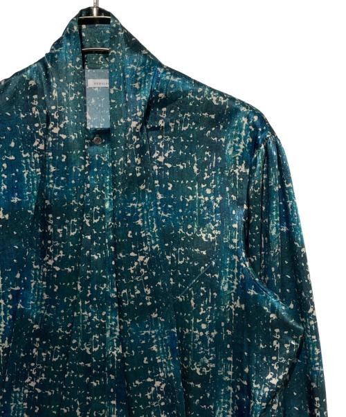 HERALBONY（ヘラルボニー）HERALBONY (ヘラルボニー) サテンボウタイブラウス「こもれび」 グリーン サイズ:Freeの古着・服飾アイテム