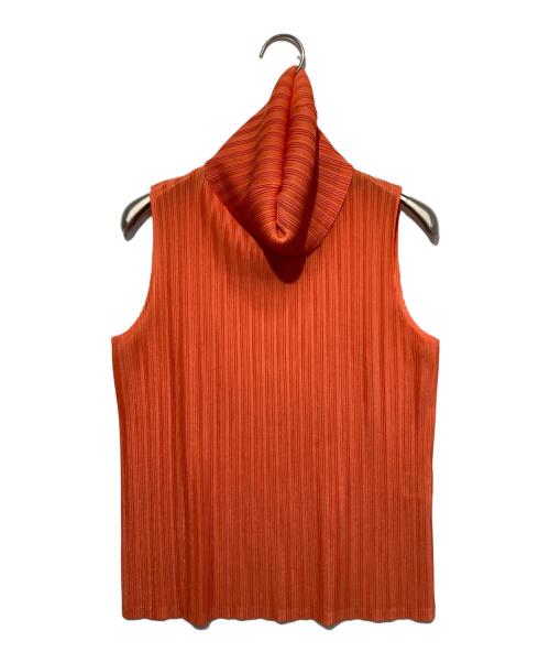 PLEATS PLEASE（プリーツプリーズ）PLEATS PLEASE (プリーツプリーズ) アームカバー付プリーツノースリーブカットソー オレンジ サイズ:2の古着・服飾アイテム
