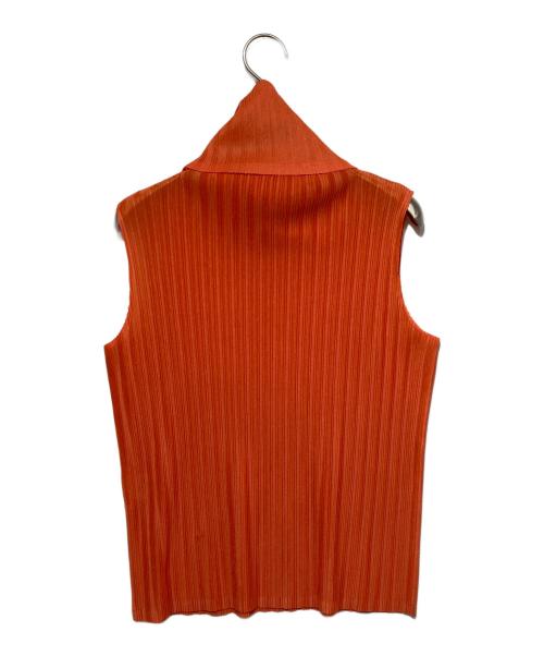 PLEATS PLEASE（プリーツプリーズ）PLEATS PLEASE (プリーツプリーズ) アームカバー付プリーツノースリーブカットソー オレンジ サイズ:2の古着・服飾アイテム