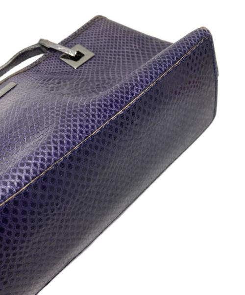 GUCCI（グッチ）GUCCI (グッチ) 型押しハンドバッグ ネイビーの古着・服飾アイテム