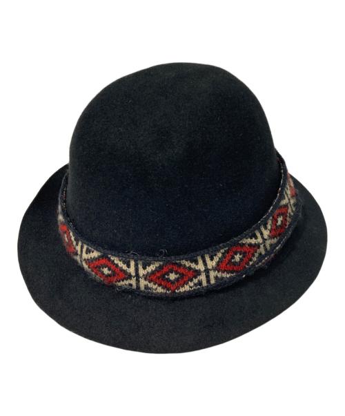 Yohji Yamamoto pour homme（ヨウジヤマモト プールオム）Yohji Yamamoto pour homme (ヨウジヤマモト プールオム) 柄リボンウールハット ブラックの古着・服飾アイテム