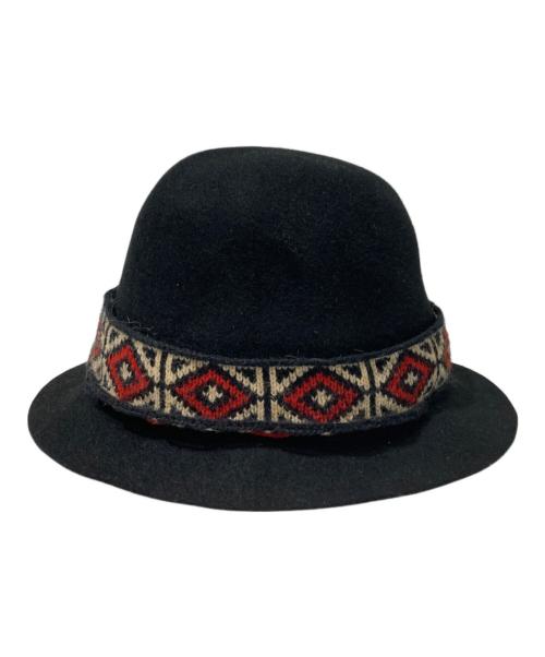 Yohji Yamamoto pour homme（ヨウジヤマモト プールオム）Yohji Yamamoto pour homme (ヨウジヤマモト プールオム) 柄リボンウールハット ブラックの古着・服飾アイテム