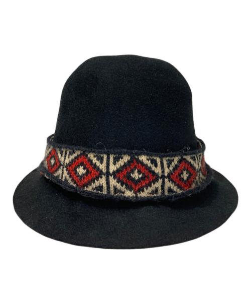 Yohji Yamamoto pour homme（ヨウジヤマモト プールオム）Yohji Yamamoto pour homme (ヨウジヤマモト プールオム) 柄リボンウールハット ブラックの古着・服飾アイテム
