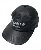 SUPREMEシュプリーム）の古着「Leather Classic Logo 6 Panel Cap」｜ブラック