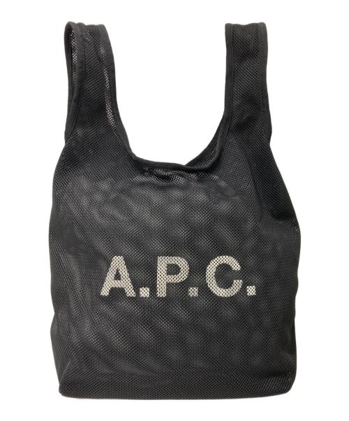 A.P.C.（アーペーセー）A.P.C. (アーペーセー) ロゴ メッシュトートバッグ ブラックの古着・服飾アイテム