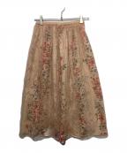 RED VALENTINOレッドヴァレンティノ）の古着「フラワープリントチュールスカート」｜ベージュ