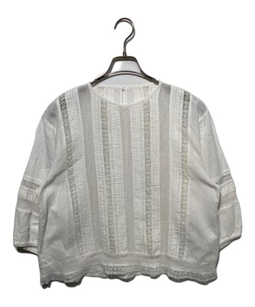 TSURU by MARIKO OIKAWA（ツルバイマリコオイカワ）Tsuru by Mariko Oikawa (ツルバイマリコオイカワ) レースピンタックブラウス ホワイト サイズ:Freeの古着・服飾アイテム