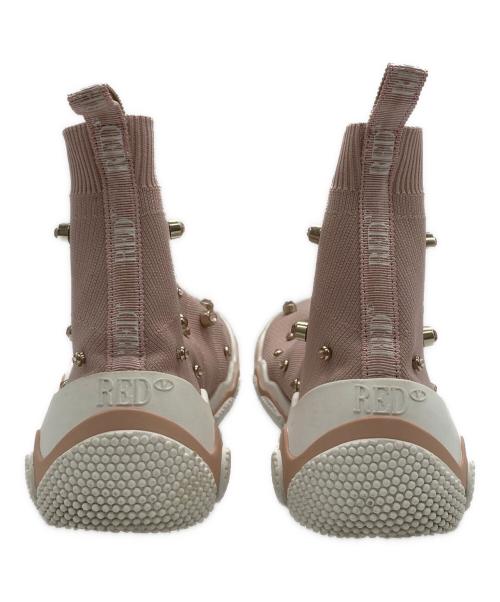 RED VALENTINO（レッドヴァレンティノ）RED VALENTINO (レッドヴァレンティノ) スタッズ装飾ストレッチニット スニーカー ピンク サイズ:38の古着・服飾アイテム