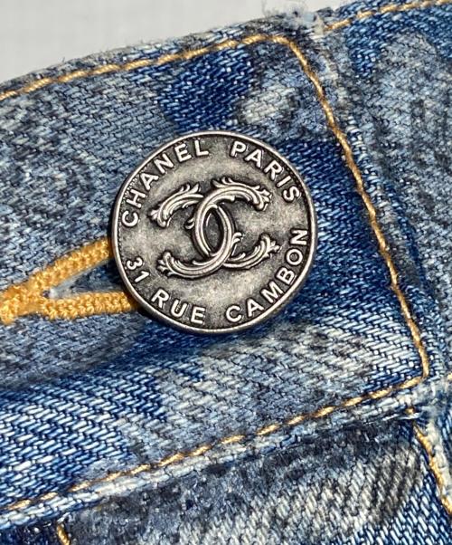 CHANEL（シャネル）CHANEL (シャネル) ココマーク・フラワープリント デニムスカート ブルー サイズ:34の古着・服飾アイテム