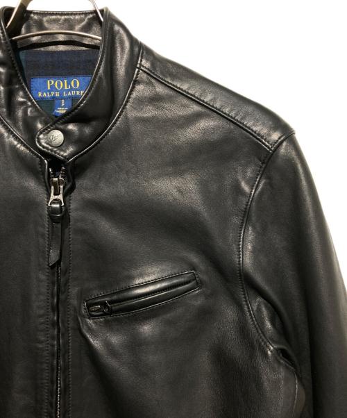 POLO RALPH LAUREN（ポロ・ラルフローレン）POLO RALPH LAUREN (ポロ・ラルフローレン) レザーシングルライダースジャケット ブラック サイズ:Sの古着・服飾アイテム
