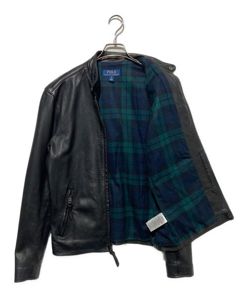 POLO RALPH LAUREN（ポロ・ラルフローレン）POLO RALPH LAUREN (ポロ・ラルフローレン) レザーシングルライダースジャケット ブラック サイズ:Sの古着・服飾アイテム