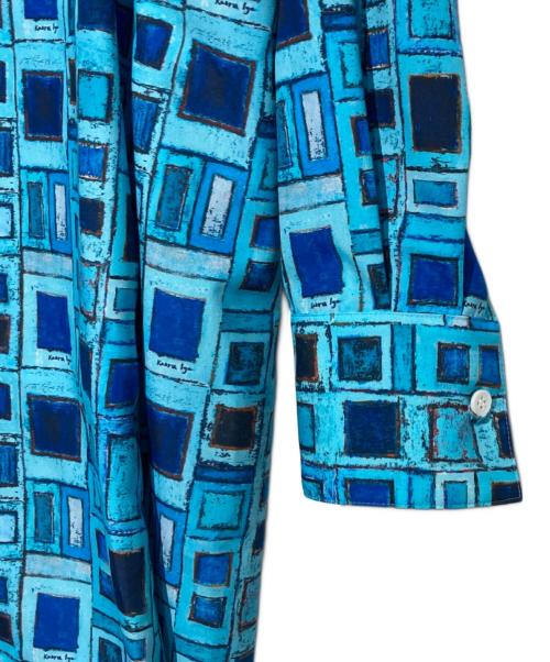 HERALBONY（ヘラルボニー）HERALBONY (ヘラルボニー) シャツワンピース「青い窓」 ブルー サイズ:Fの古着・服飾アイテム