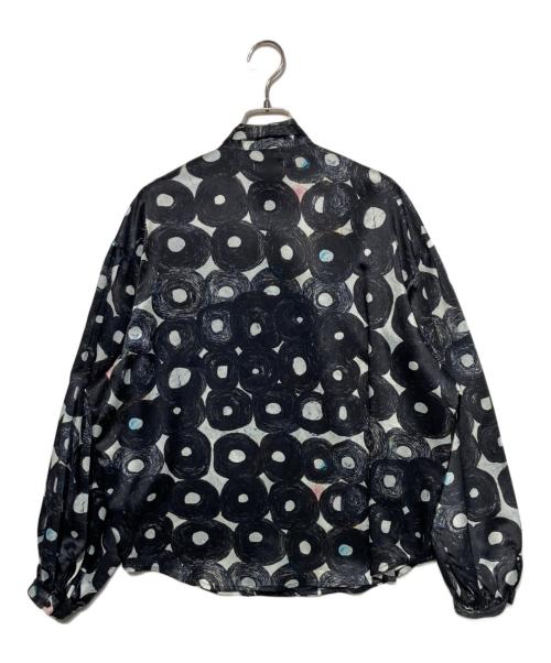 HERALBONY（ヘラルボニー）HERALBONY (ヘラルボニー) ボウタイブラウス【旧型】「(無題)(丸)」 グレー×ブラック サイズ:Fの古着・服飾アイテム