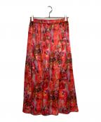 HERALBONYヘラルボニー）の古着「サテンスカート「りんごのブーケ」」｜レッド