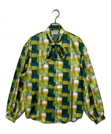 HERALBONY（ヘラルボニー）の古着「サテンボウタイブラウス「緑の風景」」｜グリーン