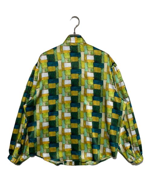 HERALBONY（ヘラルボニー）HERALBONY (ヘラルボニー) サテンボウタイブラウス「緑の風景」 グリーン サイズ:Fの古着・服飾アイテム