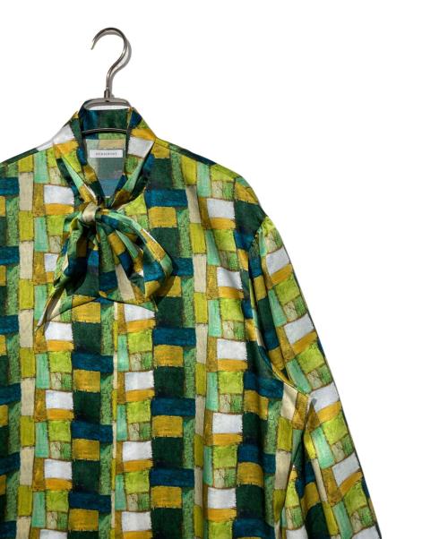 HERALBONY（ヘラルボニー）HERALBONY (ヘラルボニー) サテンボウタイブラウス「緑の風景」 グリーン サイズ:Fの古着・服飾アイテム