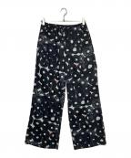 HERALBONYヘラルボニー）の古着「サテンパンツ「（無題）（丸）」」｜ブラック