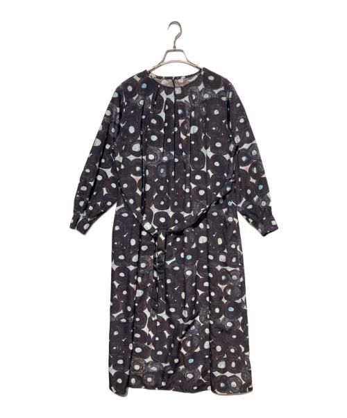 HERALBONY（ヘラルボニー）HERALBONY (ヘラルボニー) クルーネックワンピース「（無題）（丸）」 グレー×ブラック サイズ:FREEの古着・服飾アイテム