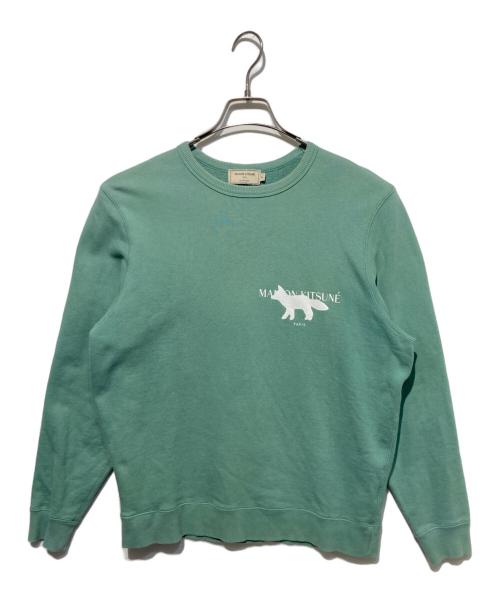 maison kitsune（メゾンキツネ）MAISON KITSUNE (メゾンキツネ) プリントスウェット グリーン サイズ:Sの古着・服飾アイテム