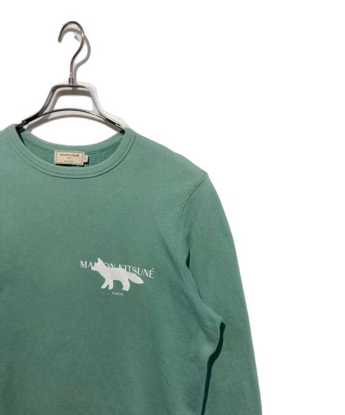 maison kitsune（メゾンキツネ）MAISON KITSUNE (メゾンキツネ) プリントスウェット グリーン サイズ:Sの古着・服飾アイテム