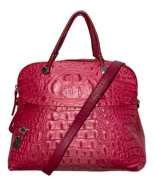 FURLA（フルラ）FURLA (フルラ) PIPER 型押し2WAYバッグ ピンクの古着・服飾アイテム