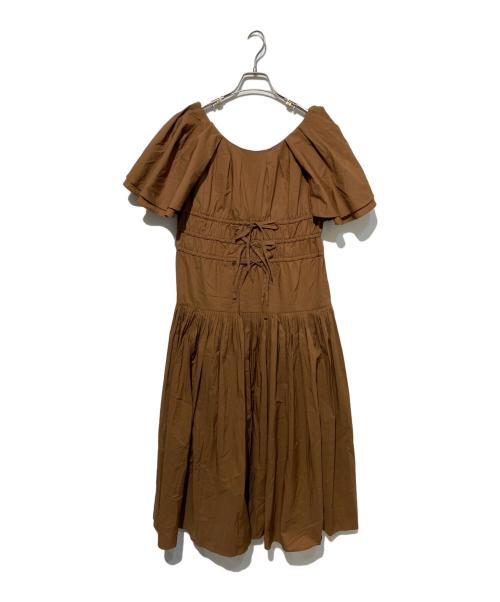 Estella.K（エステラケー）Estella.K (エステラケー) ギャザーワンピース ブラウン サイズ:Freeの古着・服飾アイテム