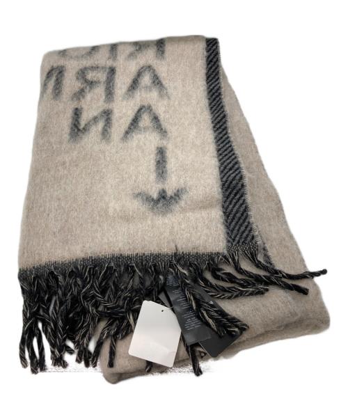 EMPORIO ARMANI（エンポリオ アルマーニ）EMPORIO ARMANI (エンポリオアルマーニ) 大判 ヘリンボーン マフラー ブラックの古着・服飾アイテム